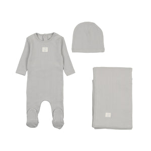 Pointelle carriage layette set - Powder blue