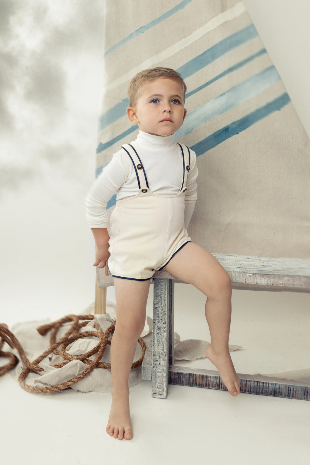 Scuba jersey baby overalls - Cream