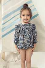 Load image into Gallery viewer, Floral cord romper peter pan collar - Blue
