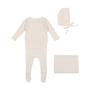 Pointelle knit layette set - Cream