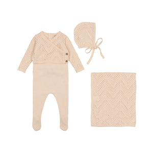 Crochet sweater knit layette set - Shell