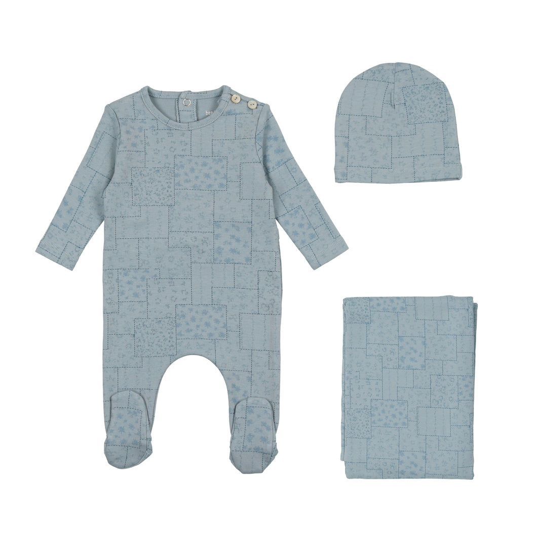 Multi floral design layette set - Blue base