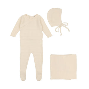 Pointelle knit layette set - Snow white