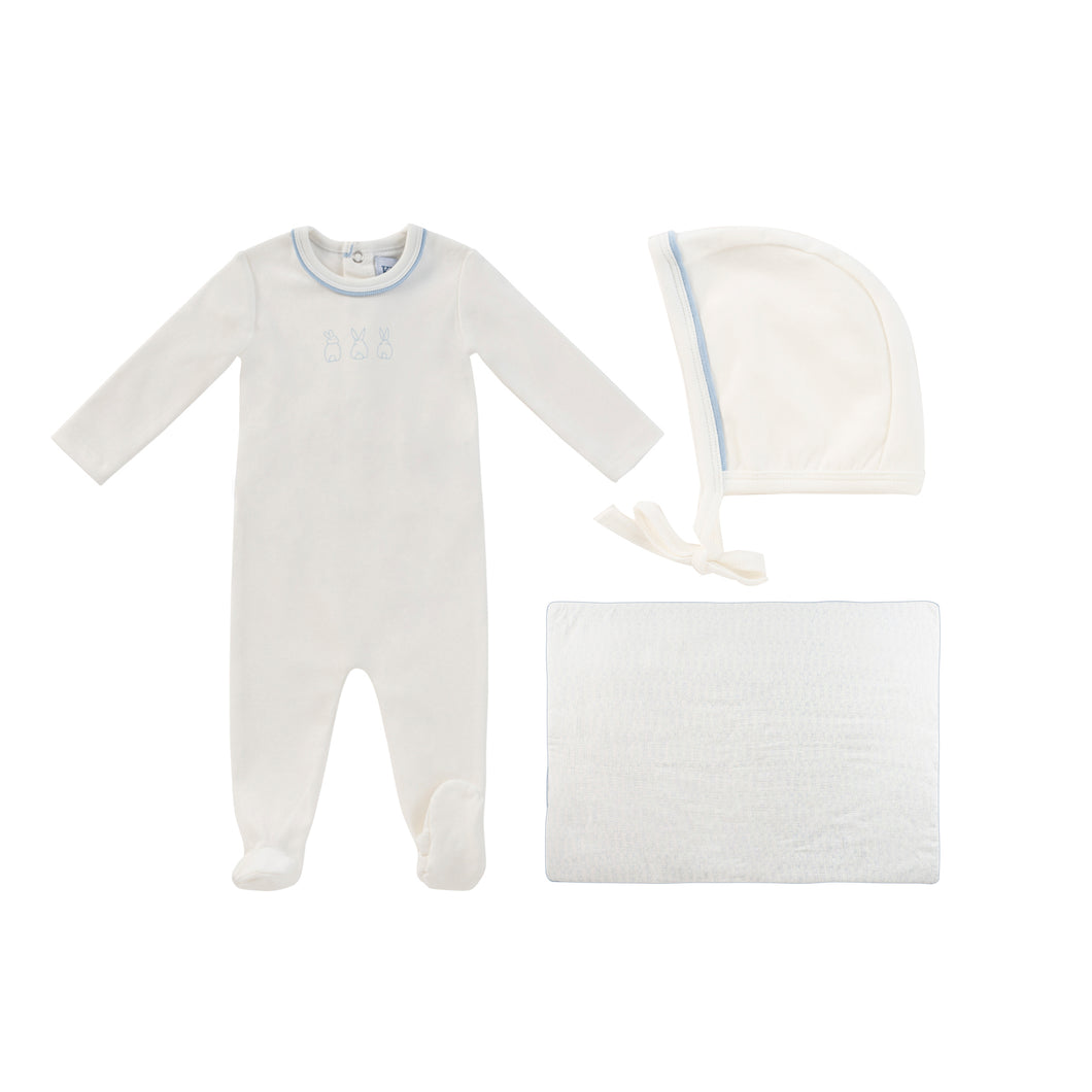 Bunny layette set - Blue