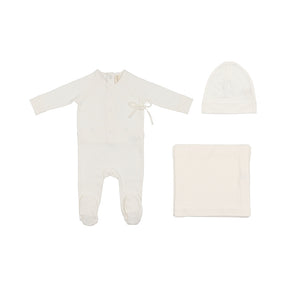 Wrapover layette set - Winter white