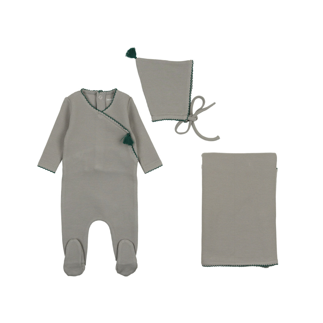 Waffle wrap layette set - Sky gray