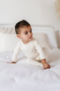 Brushed cotton celestial layette set - Nougat on cream