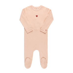 Embroidered heart footie - Pink