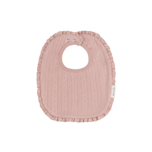 Lace trim pointelle bib - Pink