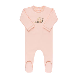 French terry pink carriage footie and beanie