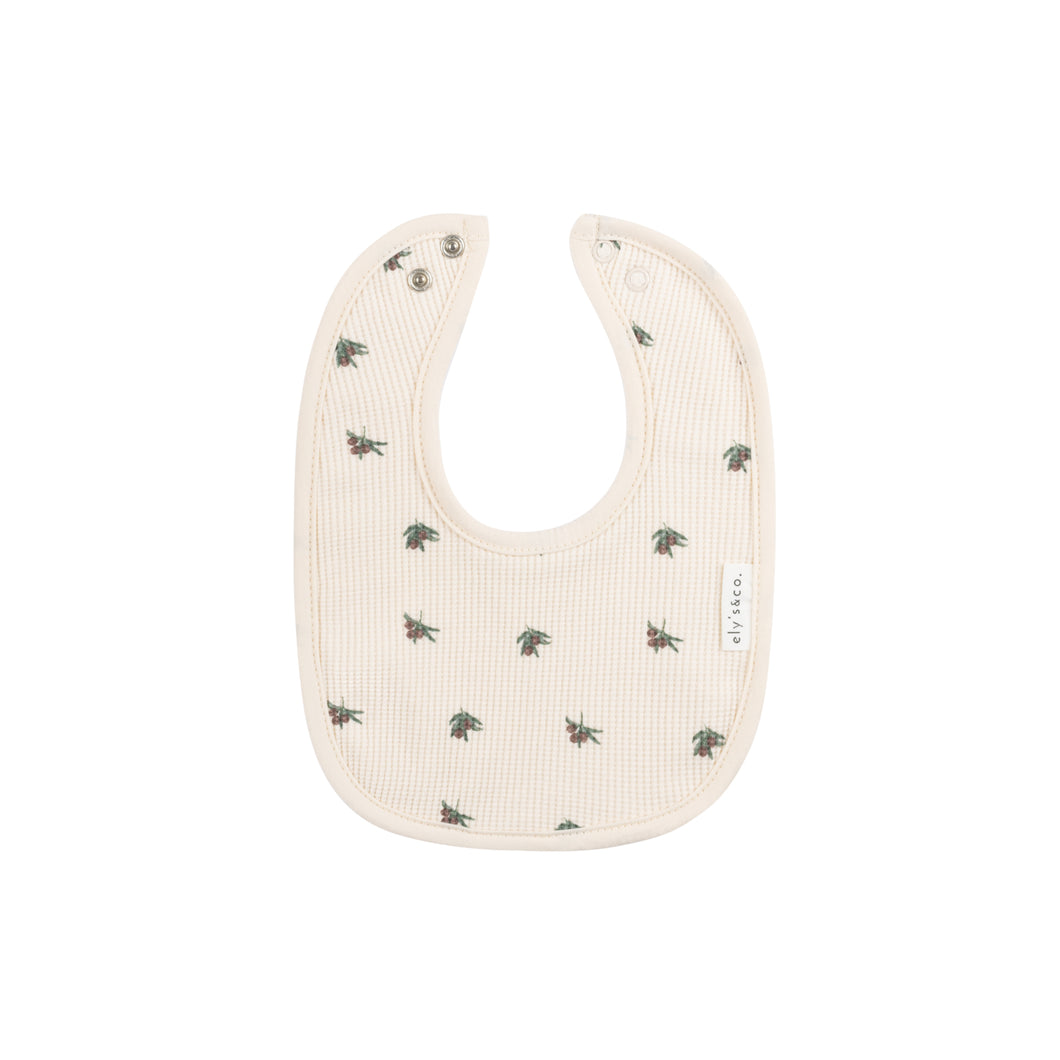 Waffle olive bib - Plum on cream