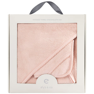 Scalloped hooded towel with pocket wash cloth - Pink