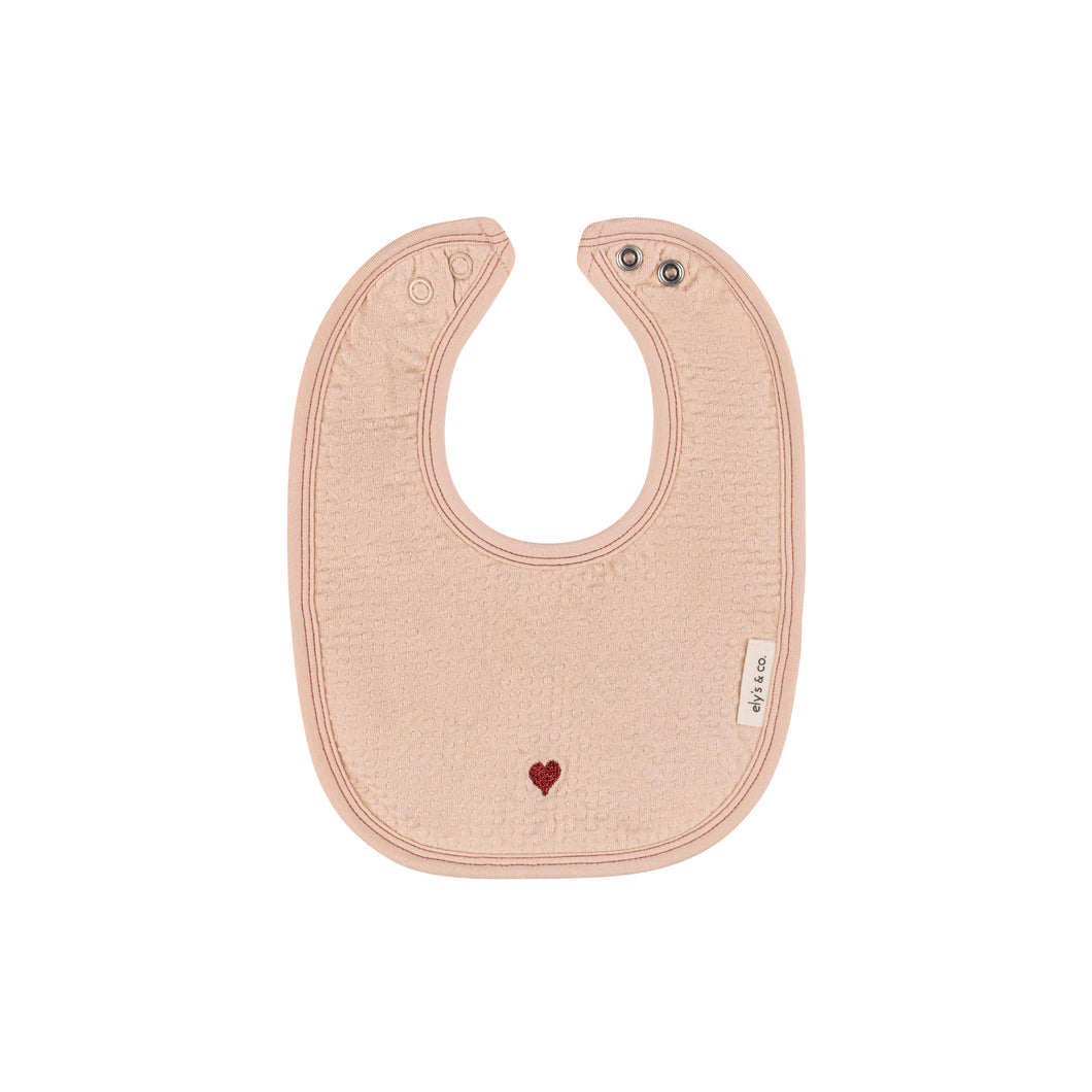 Embroidered heart bib - Pink