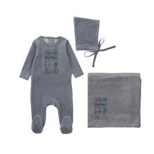 Load image into Gallery viewer, Velour window layette set - Storm blue
