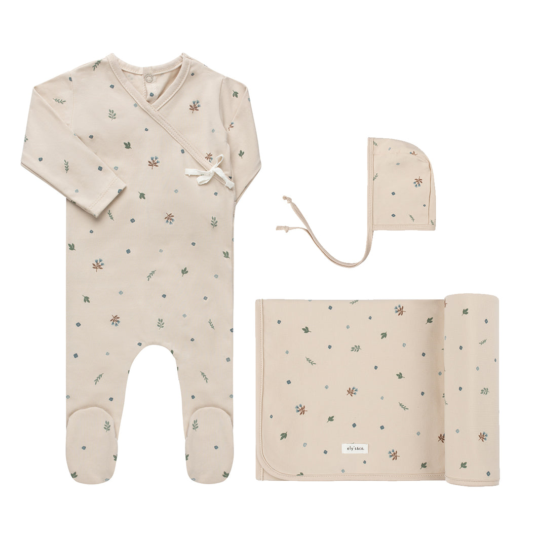 Garden florals layette set - blue