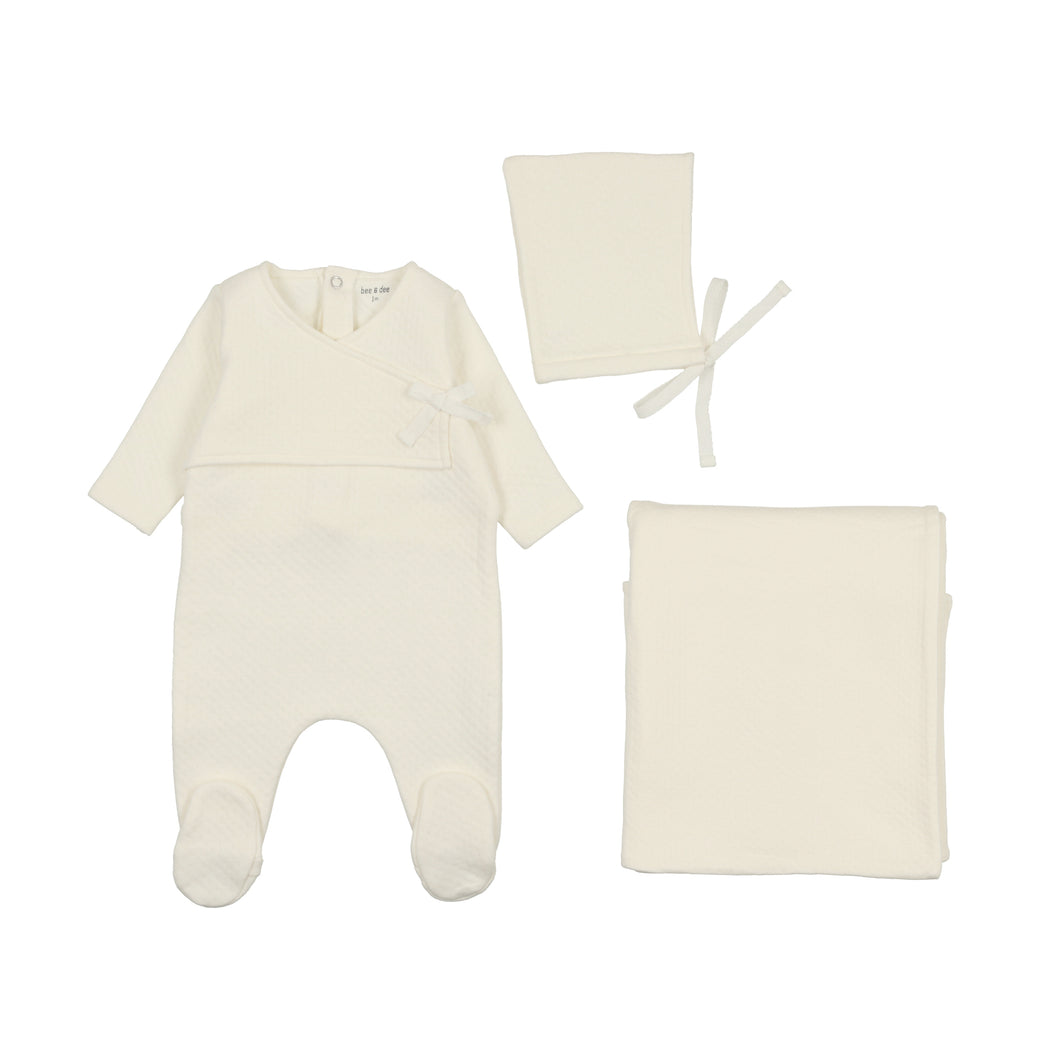 Textured pointelle layette set - Ivory