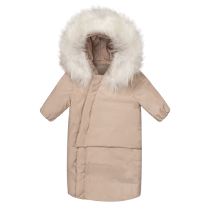 Blush pink diagnal zipper baby coat with foot sack