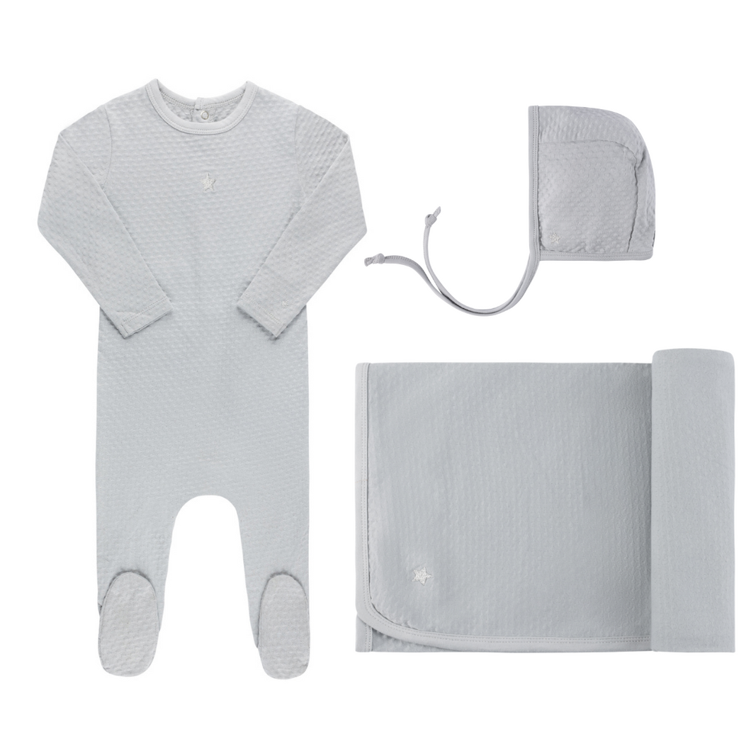 Embroidered star layette set - Blue