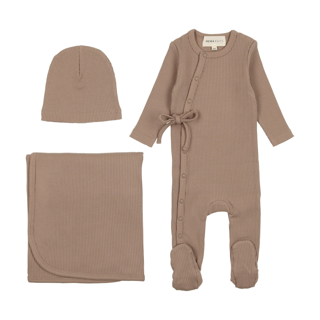 Rib wrap layette set - Mink