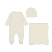 Load image into Gallery viewer, Classic velour bow wreath layette set - Ivory
