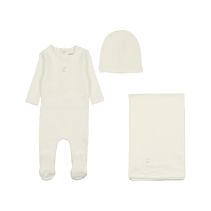 Pointelle carriage layette set - Ivory