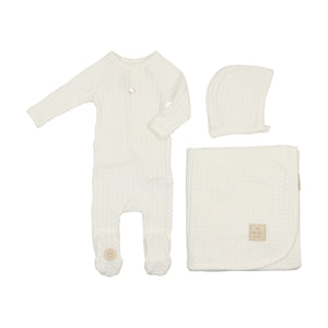 Cable knit layette set - Ivory