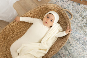 Pointelle carriage layette set - Ivory