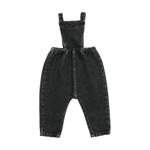 Denim bib overalls - Black denim