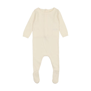 Dotted knit layette set - Cream