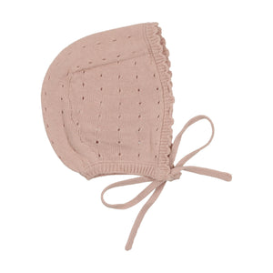 Dotted open knit bonnet - Pink