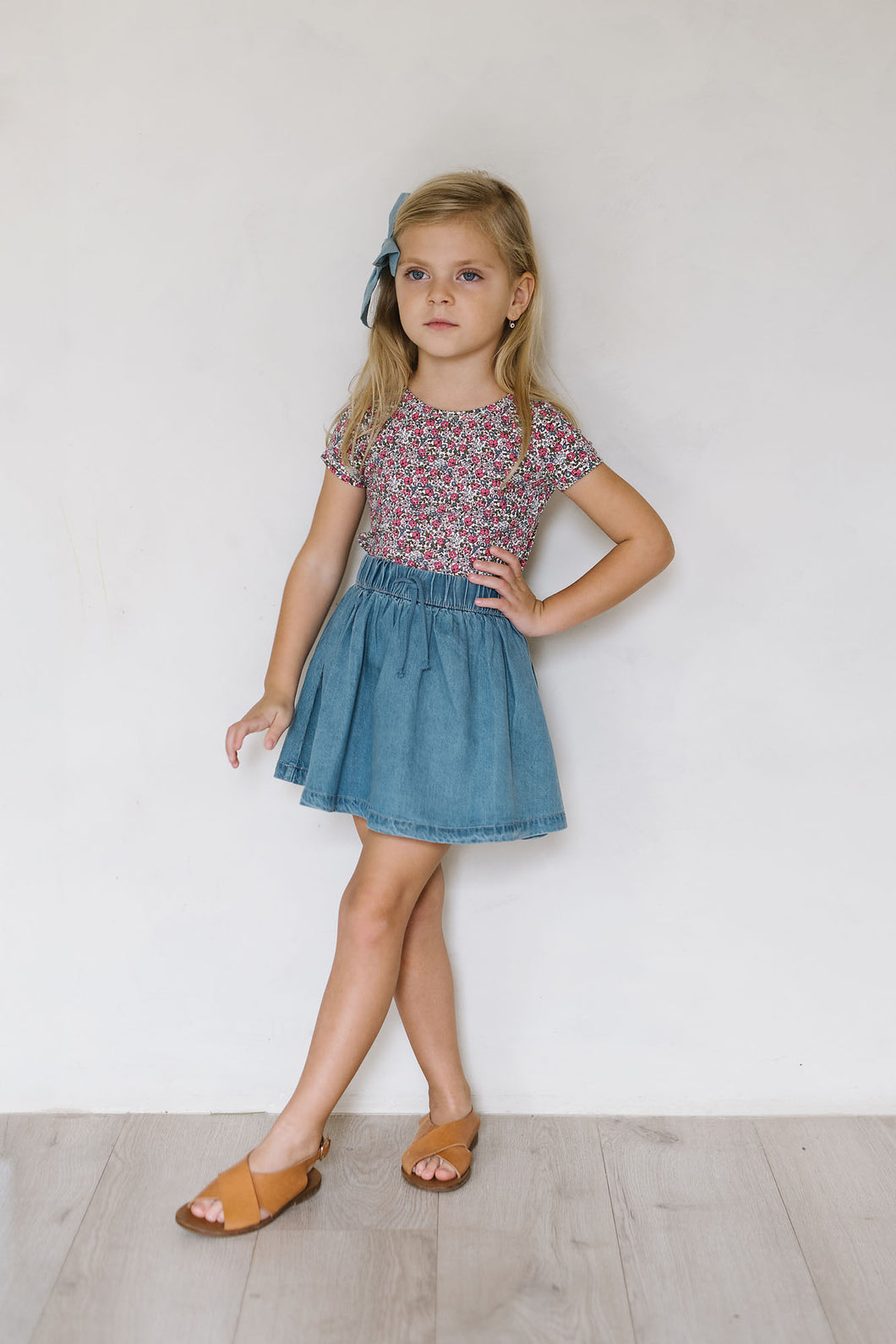 Denim tencil circle skirt