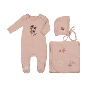 Flower sketch layette set - Rose smoke