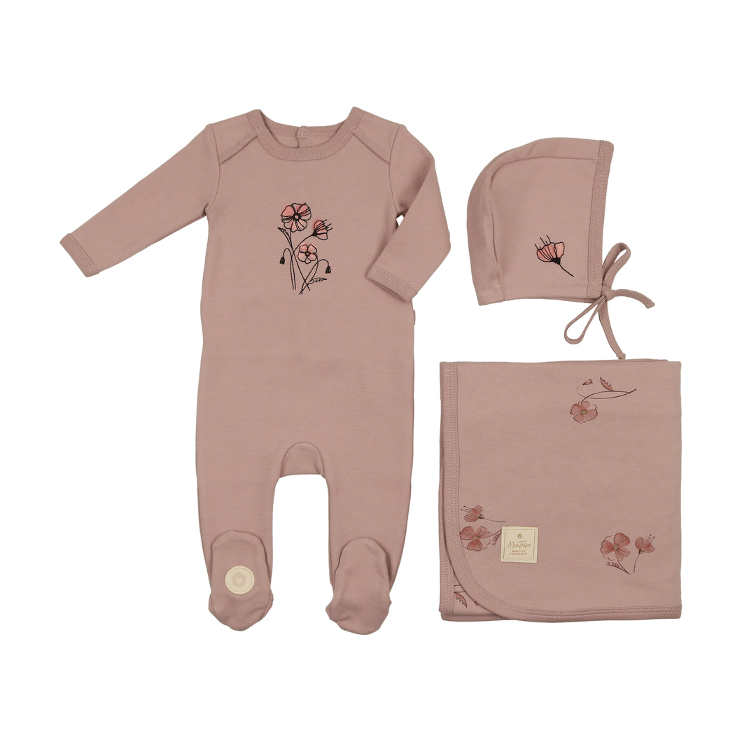 Flower sketch layette set - Rose