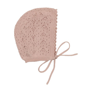 Heart open knit bonnet - Pink