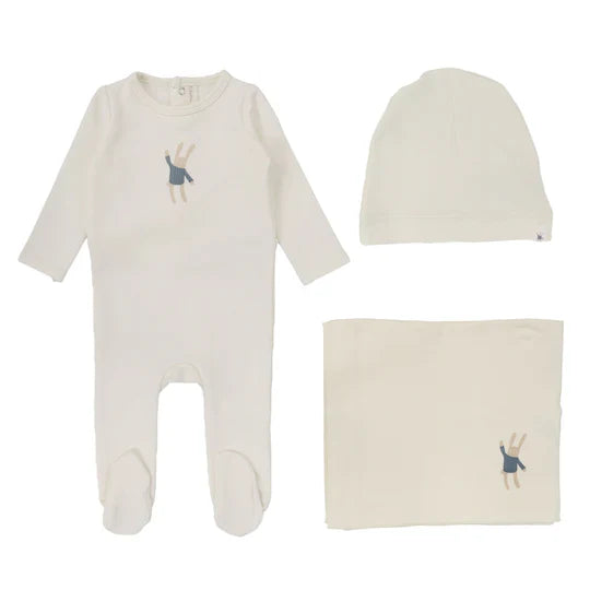 Handdrawn layette set - Milk/bunny