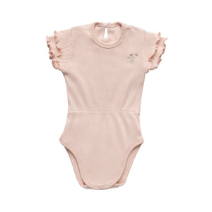 Embroidered ginkgo romper - blush