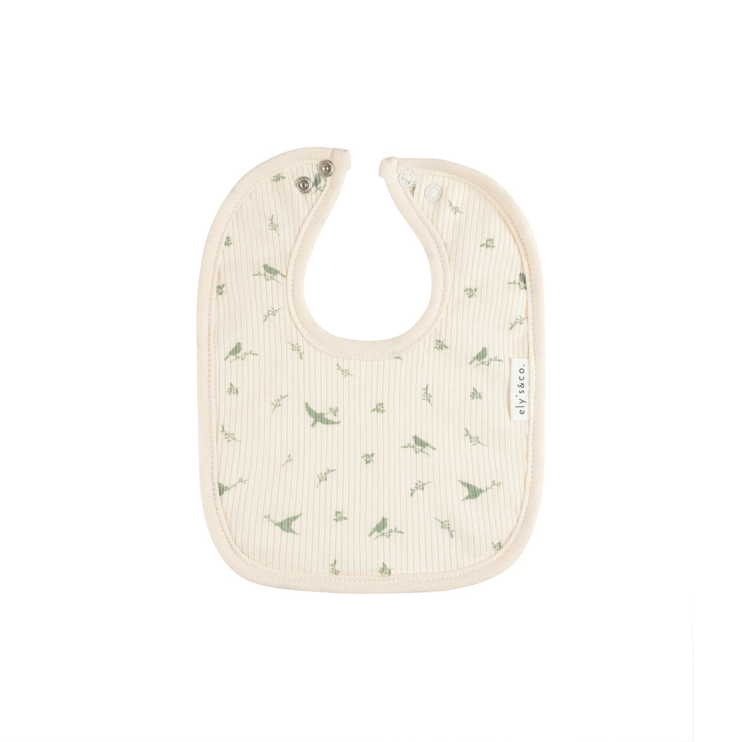 Bird - ribbed cotton sage/cream bib