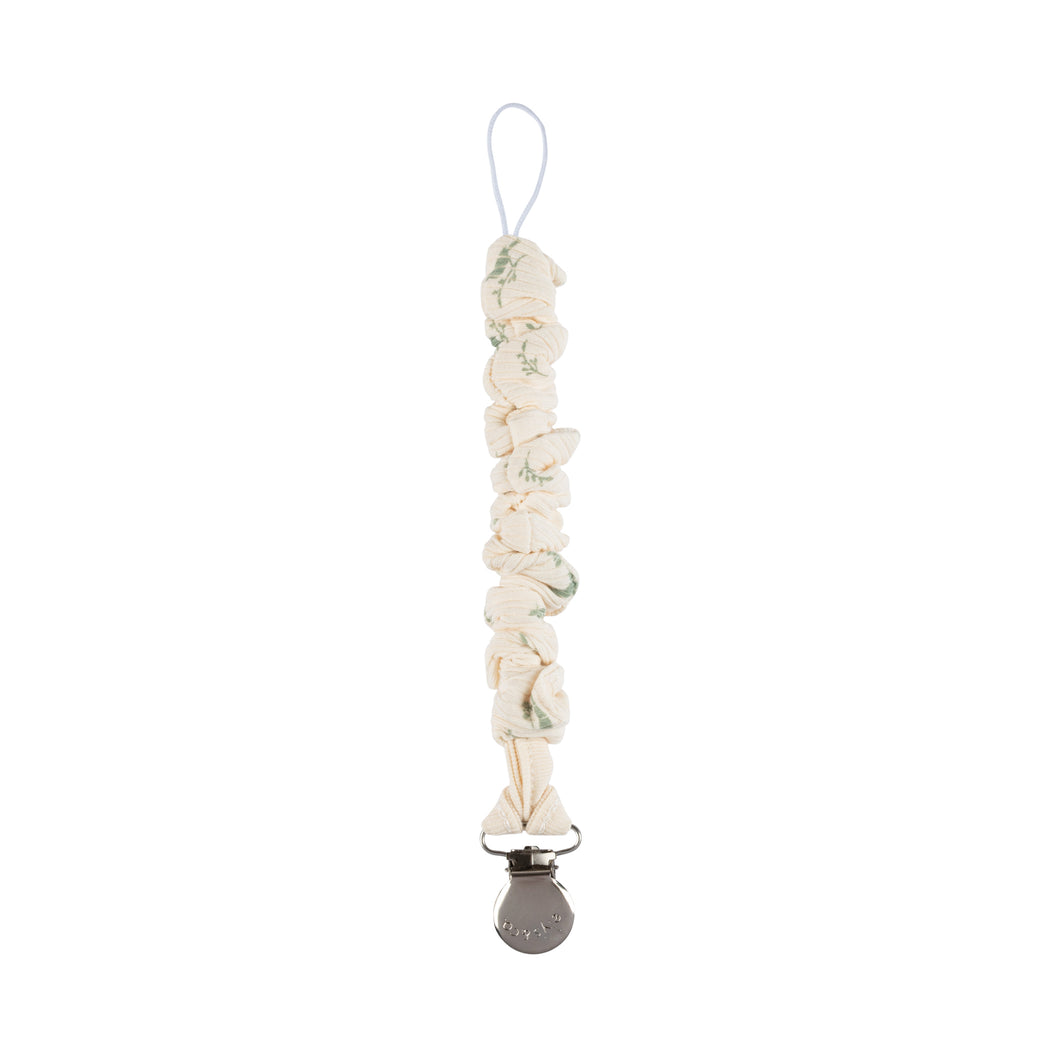 Bird - ribbed cotton sage/cream paci clip