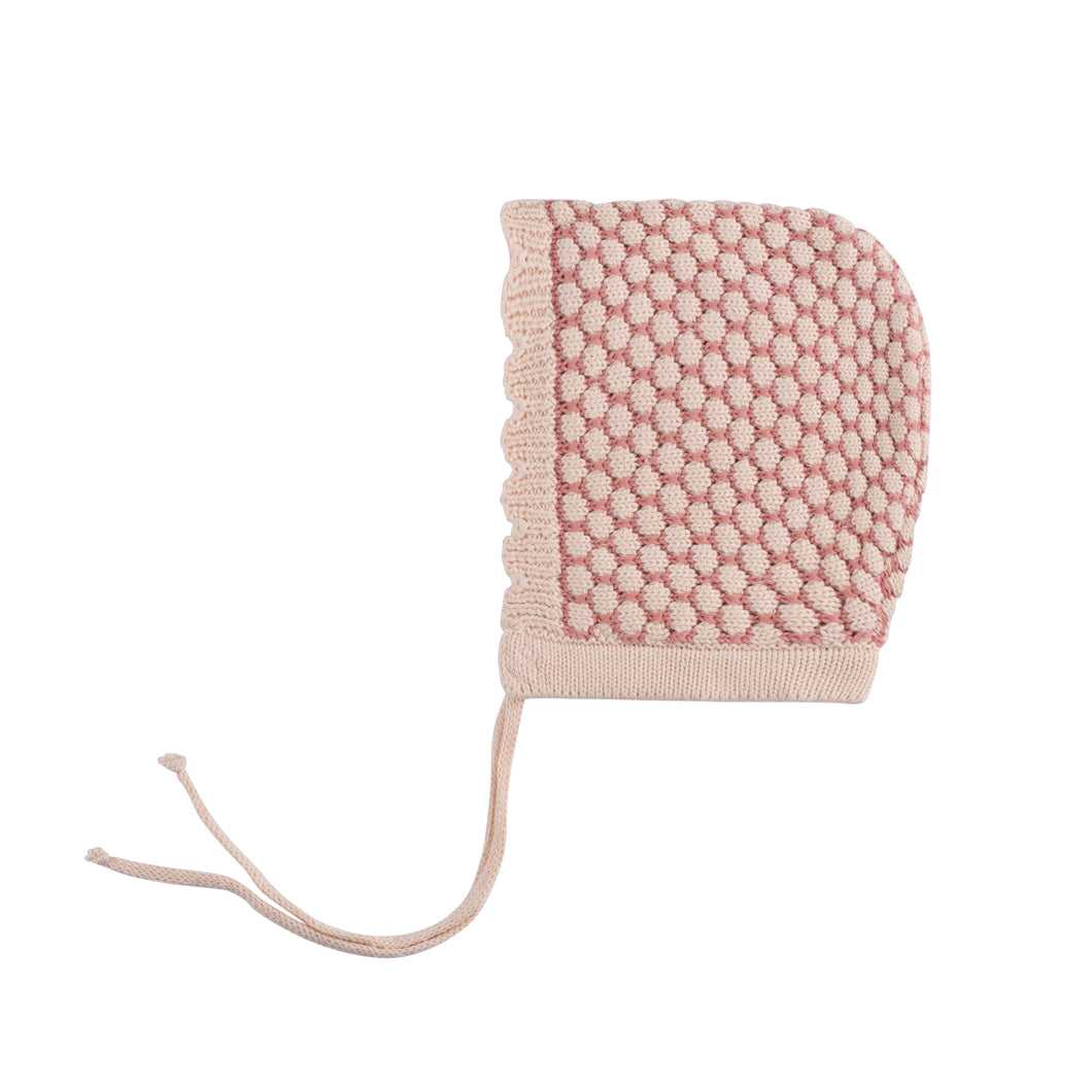 Popcorn knit bonnet - Pink