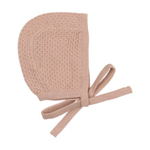 Load image into Gallery viewer, Knit wrap pointelle footie and bonnet - rose
