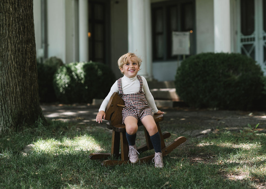 Plaid suspender shorts - Tan plaid