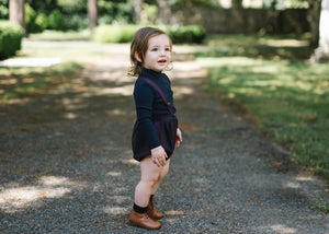 Suspender bubble bloomers - Burgundy plaid