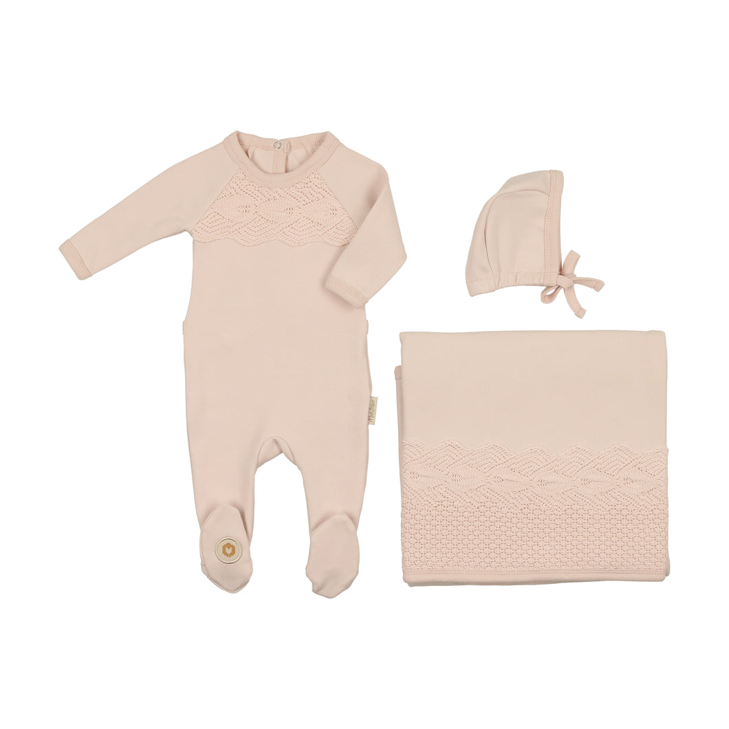 Look of lace layette set - Barely pink