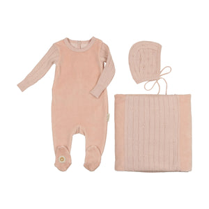 Luxe texture layette set - Pink whip