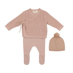 Pointelle 2 pc set and hat - pale pink