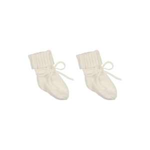 Pearl knit booties - cream