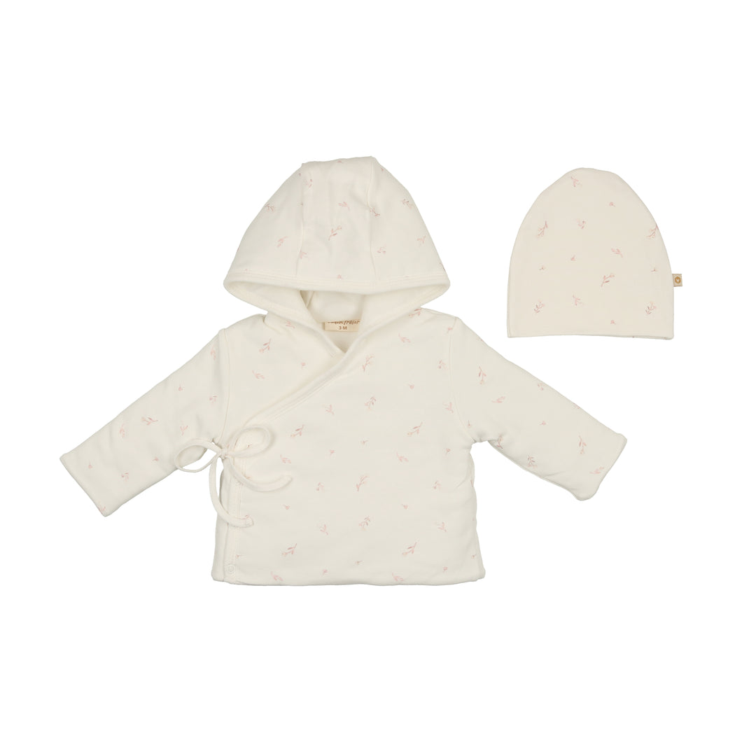 Nature's print jacket and hat - Ivory and pink