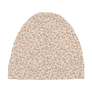 Printed footie and beanie - Mauve floral