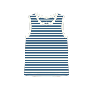 Tank ribbed top and shorts - Blue stripes