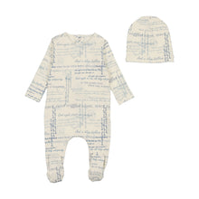 Load image into Gallery viewer, Script print footie and beanie - boys print
